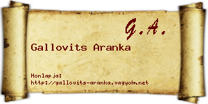Gallovits Aranka névjegykártya